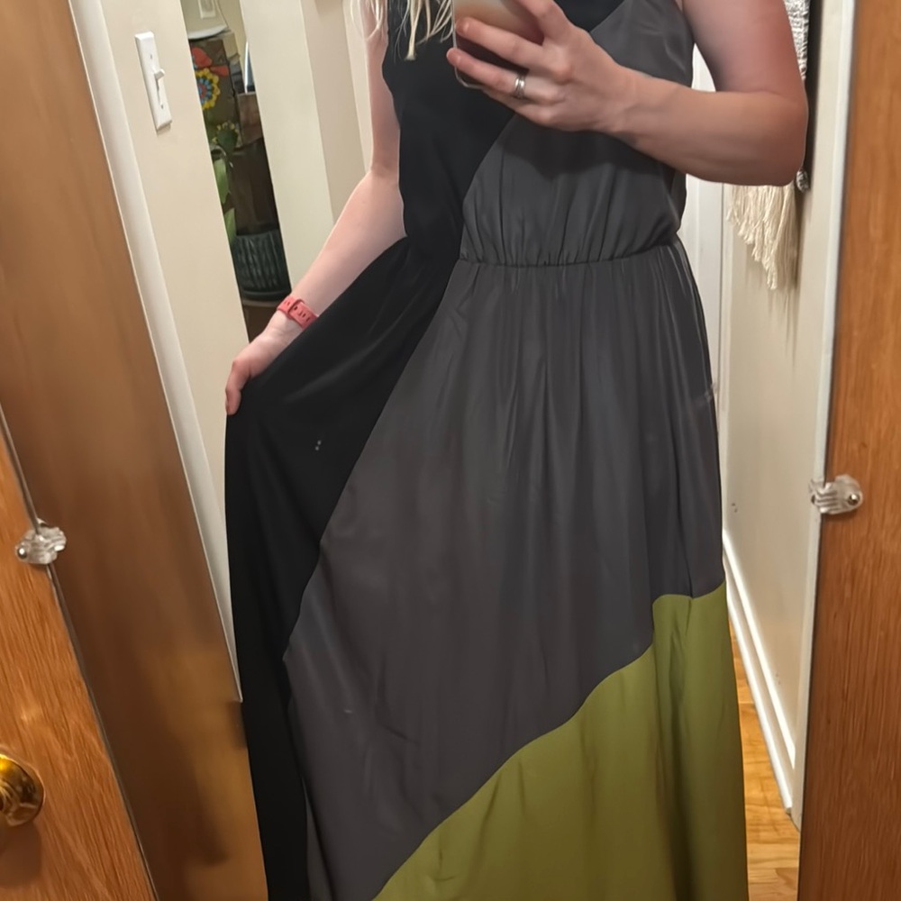 Mossimo Supply Co Gray and Green One Shoulder Sundress - Picture 3 of 5